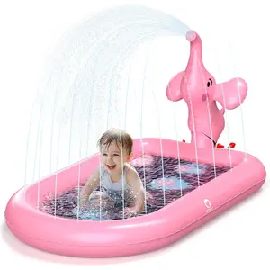 Splash Pads for Toddlers 1-3, Pink Elephant Toy Splash Pad for Kids, Outdoor Play Mat for Babies, Inflatable Sprinkler Pool for Birthday Girl Gifts 1 Year Old Girl