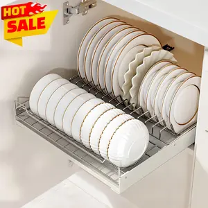 ZHOHO TANT Pull Out Cabinet Organizer - Fixed with Adhesive Nano Film, Heavy Duty Sliding Basket Organizer, 1 Pack for Kitchen, Bathroom & Pantry,Dish Drying Rack,Pull Out Drawer for Kitchen Under Sink Organizer