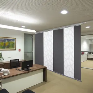 5-Panel Single Rail Panel Track Blind Extendable 58"-110"W x 91.4"H, Panel width 23.5", Shattered, Woven Gray
