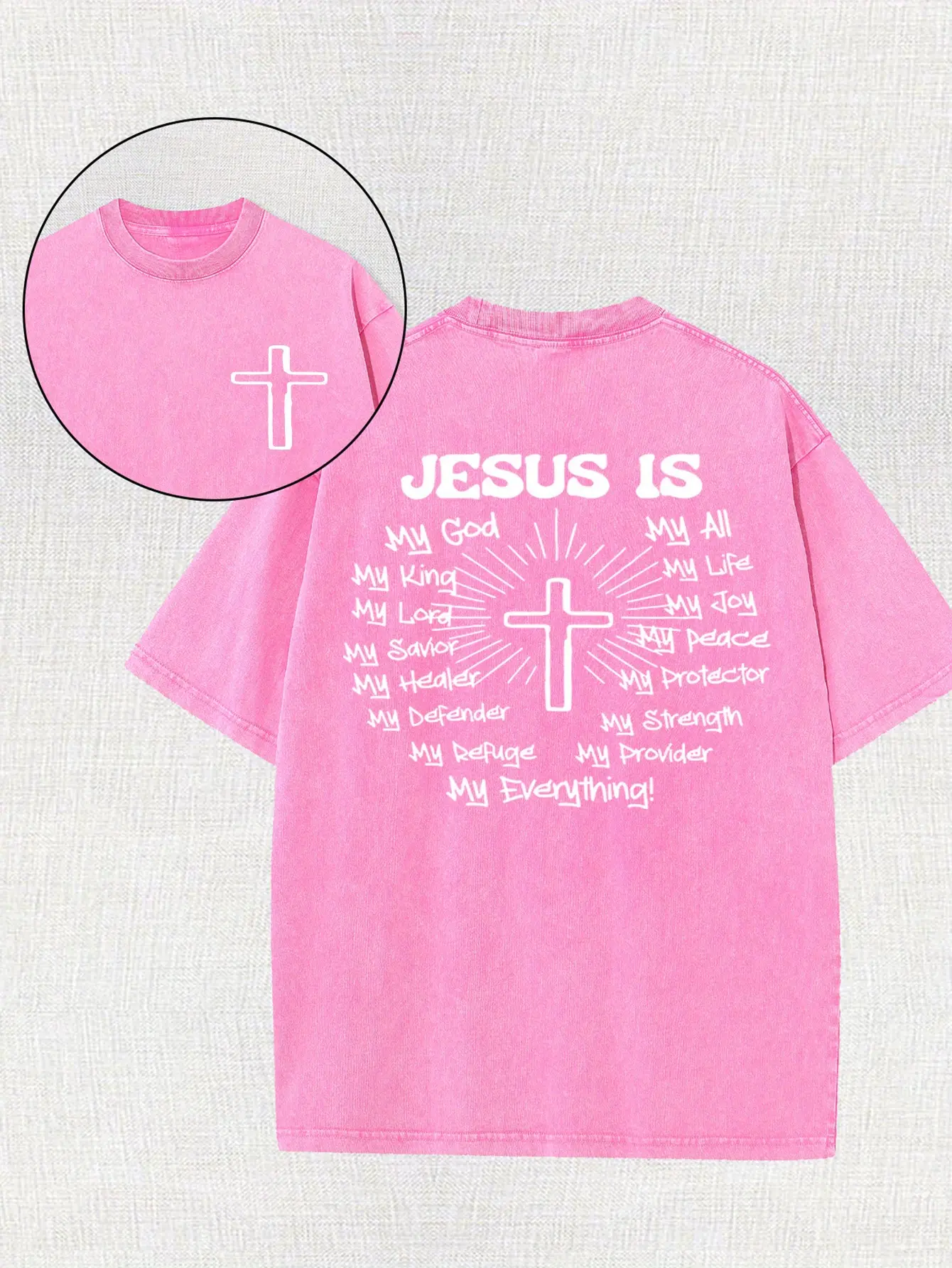 Men's Vintage Graphic T-Shirt, Oversized Distressed Cross Print Tee in 230g Heavyweight 100% Cotton for Casual Streetwear, Vintage T Shirts, Cross Graphic Sticker Men's Short-Sleeve T-Shirts