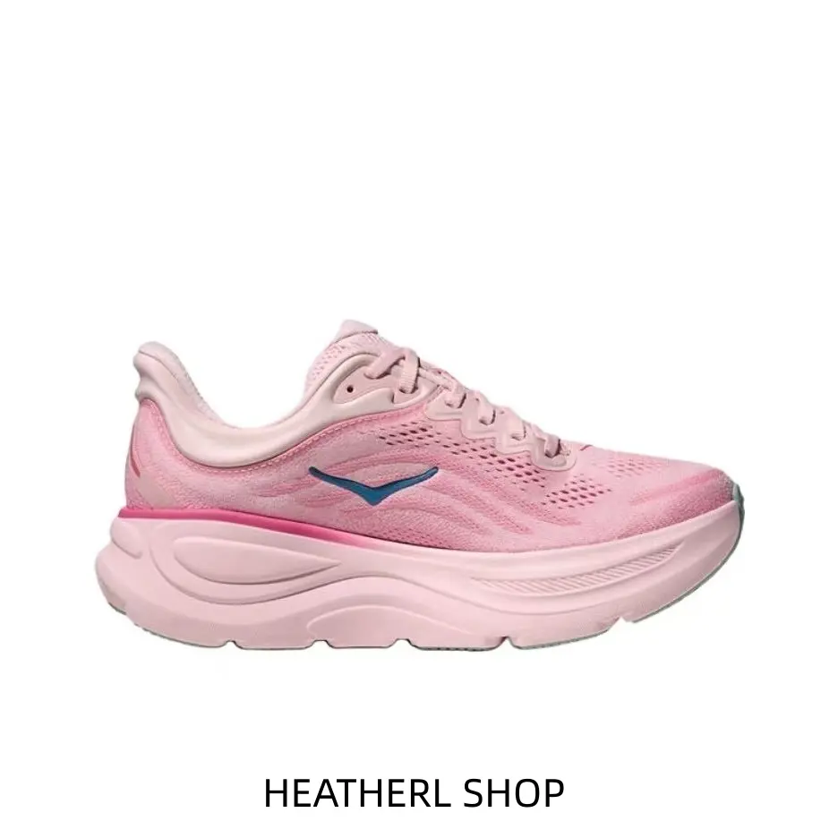 All Pink Low Top Lace Up Running Sneakers Breathable Mesh Upper Blue Side Accent Thick Cushion Midsole Lightweight Comfort Athletic Shoes For Daily Outfits