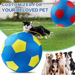 Pet Football Inflatable Large Ball, Soccer Design Appearance, Chase Toy Dog Ball with Handle, Includes Air Pump, Fun Outdoor Play