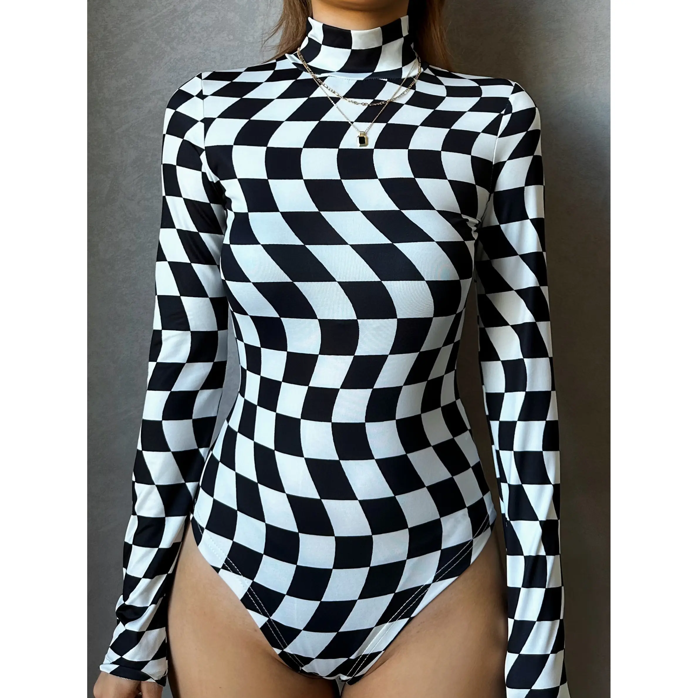 checkered bodysuit - TikTok Shop