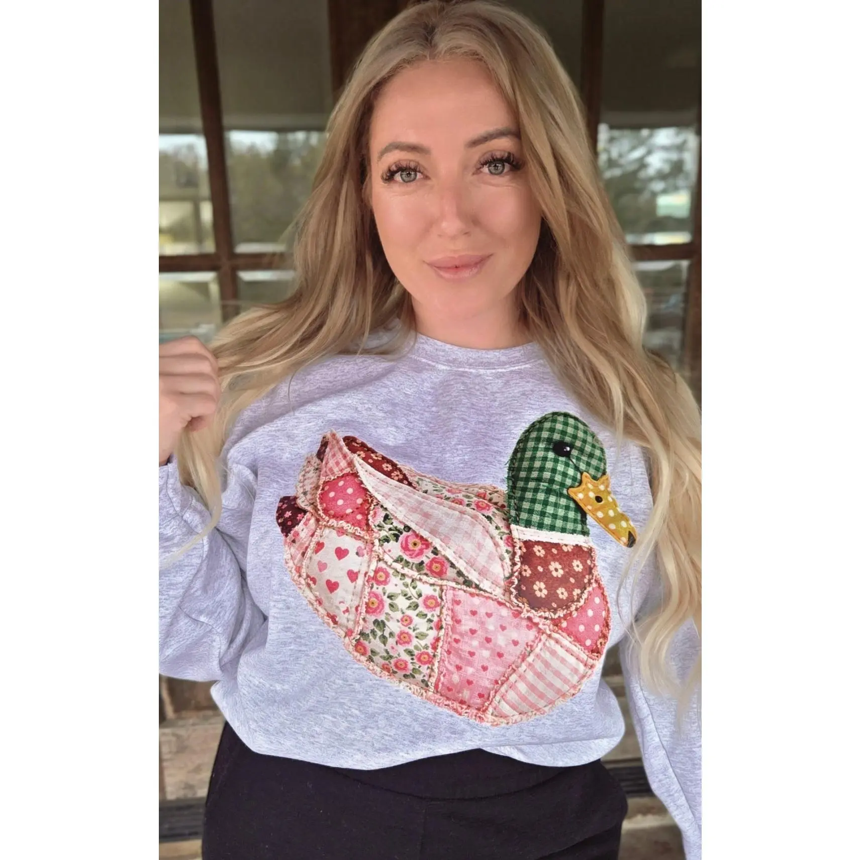 Pretty in Pink OG Duck Faux Patchwork Pullover