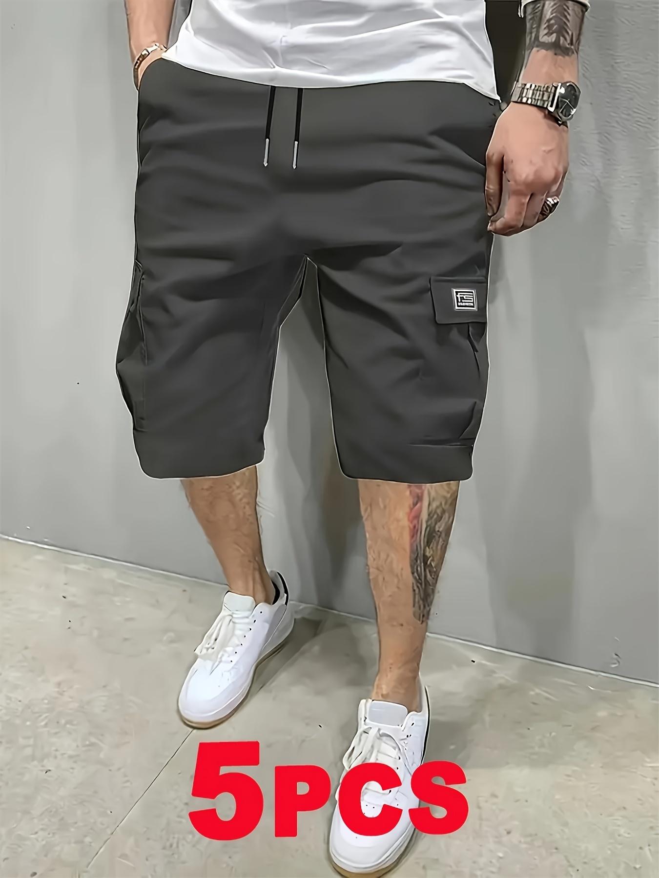 Men’s 5-Pack Cargo Shorts, Summer Trendy Casual Shorts, Multi-Pocket Design, Durable Fabric, Anti-Pilling, Wear-Resistant, Tear-Resistant, Comfortable and Breathable, Stylish and Versatile, Suitable for Outdoor Leisure