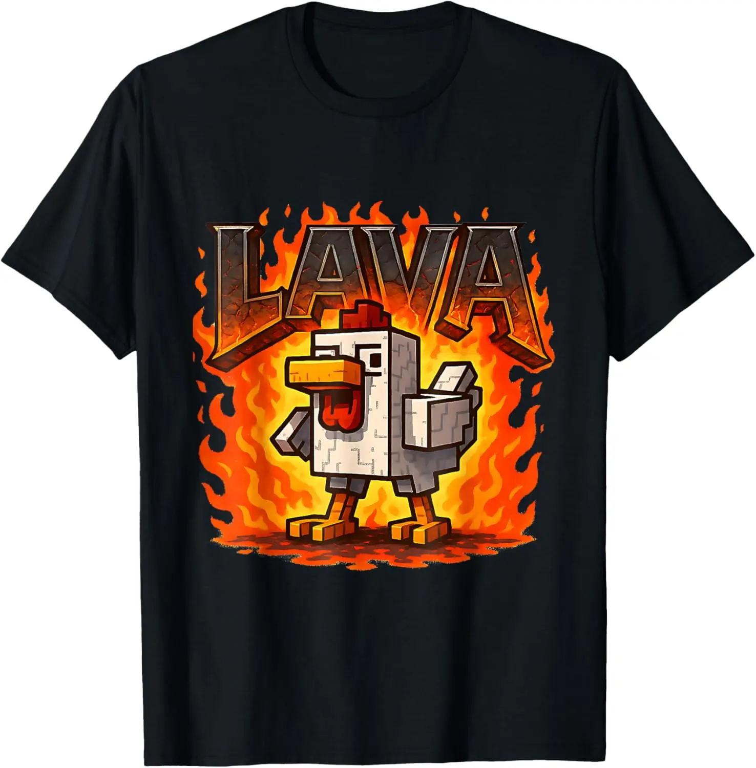 Funny Pixel Chicken cooked Gaming Boys Kids Game T-Shirt Funny , Minecraft Shirt, Video Game Shirt, Funny Movie Unisex T-Shirt, Gift for Gamers, Gamer Humor Tee