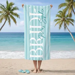Personalized Bride Beach Towels, Bride Custom Beach Towel, Custom Name Wedding Gift, Honeymoon Bachelorette Trip, Bridal Shower Gift v2