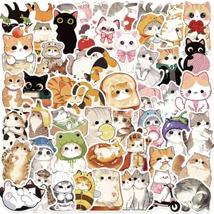 50 Cute Cat Cartoon Stickers, Creative Graffiti Sticker Pack, Waterproof Decorative Stickers for Luggage, Phone Cases, Notebooks, Ideal Gift