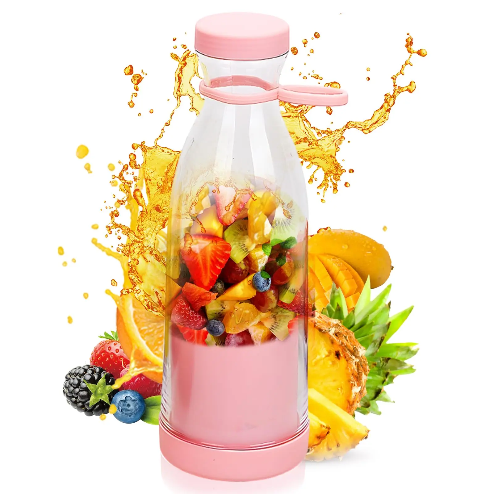 Portable Blender, Stylish Portable Blender for Milkshakes and Smoothies, 11.8 oz, USB Fast Charging Mini Blender Bottle, Suitable for Travel, Outdoor, Gym, Office, Car, Gift leak-proof design