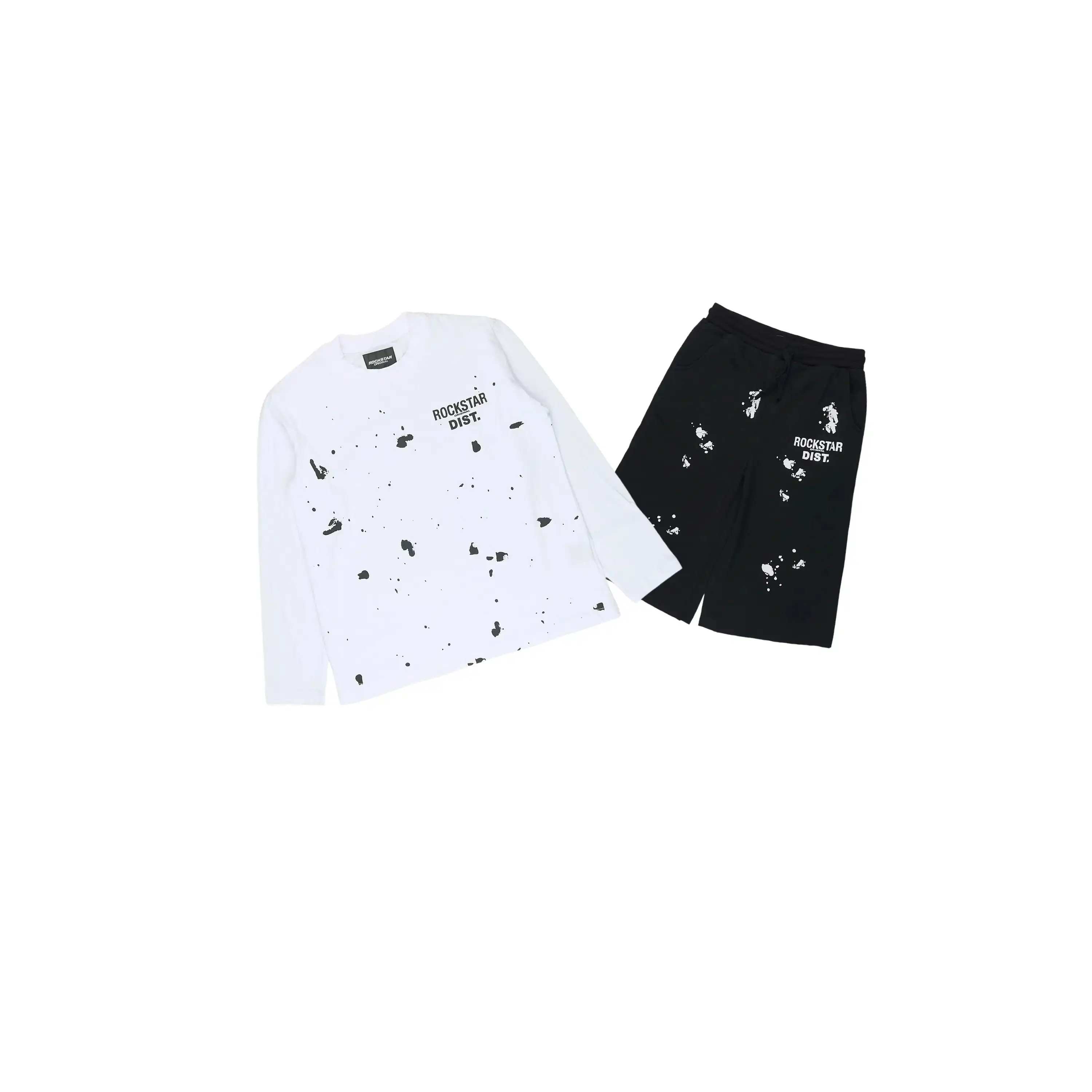 Boys Raffer White/Black Long Sleeve T-Shirt Jort Set