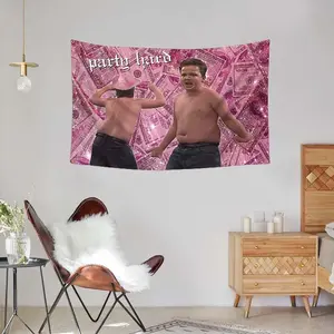 Party Hard Gibby Pattern Flag, Party Hard Flag, Wall Hanging Flag, Window Decoration, Home Decor for Living Room, Bedroom, Garden Coral Pink