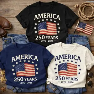 America 250 Years Shirt, USA 250th Anniversary Shirt, Vintage American Flag Graphic Tee, Patriotic USA Flag Tee Patriotic 1776-2026 Apparel, 4th of July Independence Day Gift, Casual Summer Top Print Tee, Andrew Clothings