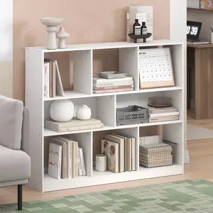 DALY Minimalist 8-Cube Engineered Wood Cube Shelf - Easy-to-Assemble, Compact Footprint Horizontal Grid Storage Shelf with Stable Panels, Weight Support, 10.9x47.2x39.4in, for Living Room, Home Office