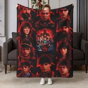 Stranger Things Season 5 Ultra-Soft Sofa Blanket, Limited Edition Flannel Throw, Lightweight Foldable Design for Camping Travel Office Naps