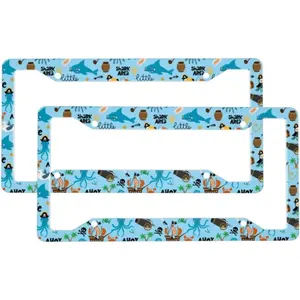 2 Pcs Car License Plate Frames for Women Men - 4 Holes Solid Aluminum Animal Pirate License Plate Cover for Car Accessories for Women Men with Fasteners and Screws ﻿