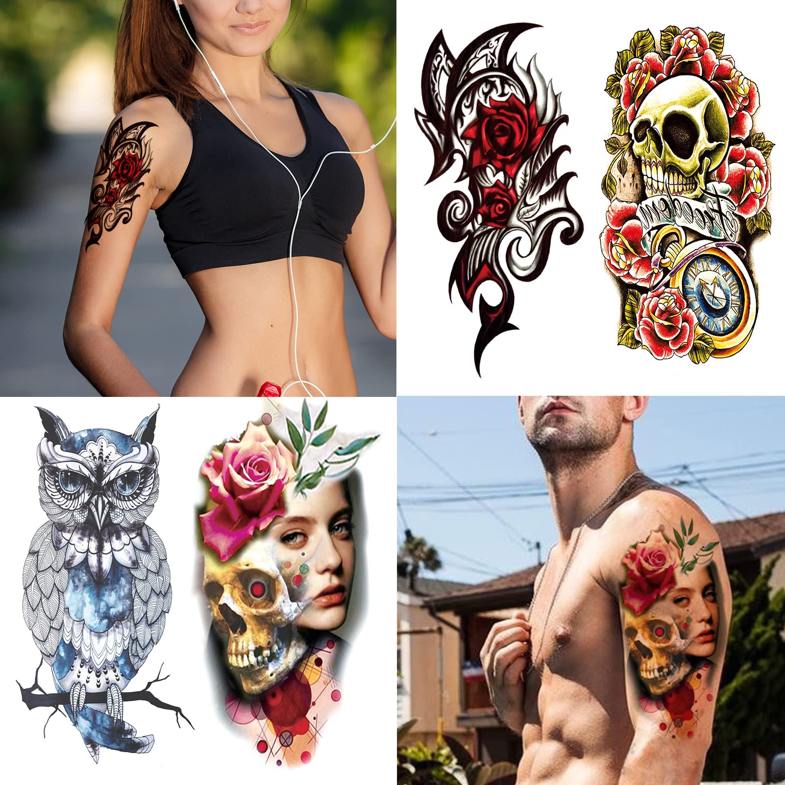 80 Sheets Temporary Tattoos Stickers, Fake Body Arm Chest Shoulder Tattoos for Men and Women Black Fake Skull Skeleton Tattoos Long Lasting 80 Sheets Temporary Tattoos Stickers, Fake Body Arm Chest Shoulder Tattoos for Men and Women Black Fake Skull Skeleton Tattoos Long Lasting