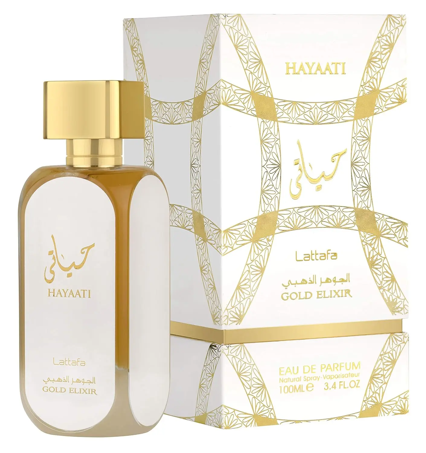 Lattafa Hayaati Gold Elixir Eau De Parfum Spray, 100 ml (3.4 oz) Aromatic Floral Perfume for Women, Signature Scent with Notes of Citrus and Sandalwood, Fragrances Perfumes, Delightful Scents, Women's Fragrance, 100 Ml Perfume