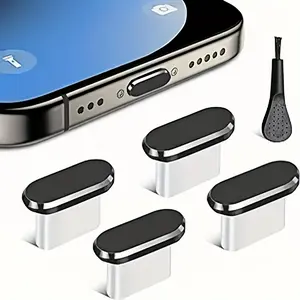 USB C Dust Plug, Black Silicone Anti Dust Plug Type C Port Protection Cap USB C Dust Cover Charging Port Protectors with Plastic Cleaning Brush for Most Type C Mobile Phone Tablet Accessories