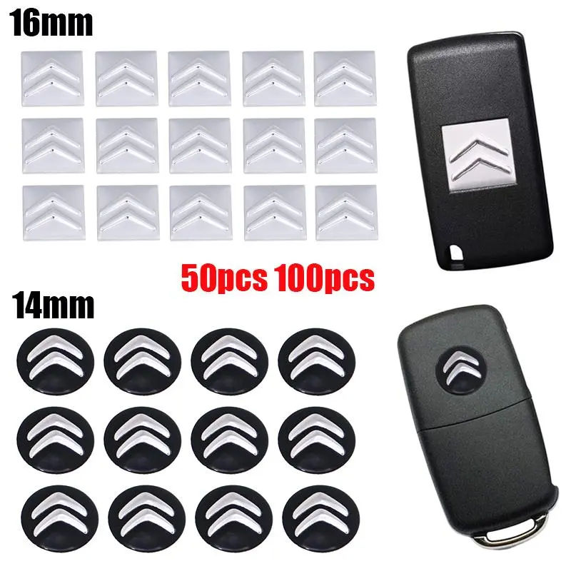 50pcs 100pcs  3D Citroen 14mm 16mm Aluminum Car Logo Key Fob Decoration Emblem Auto Key Badge Sticker Accessories