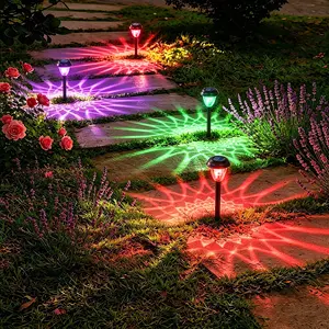 2026 New Year Solar Pathway Lights 2/10-Pack, Upgraded Long Runtime Glass Garden Lighting, RGB Color Changing + Warm White Auto On/Off, IP65 Waterproof Landscape Lights for Yard Walkway, Christmas Housewarming Gardening Lover Gifts