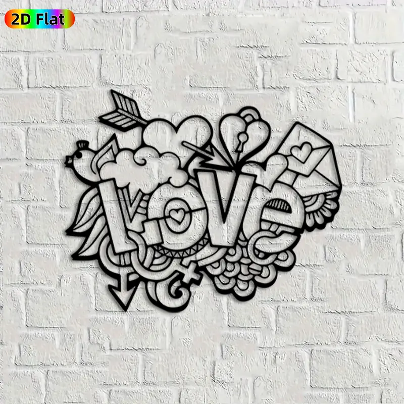 1pc Love Heart Cupid Metal Wall Art, Romantic Love Statue Mural, Ideal Gift for Valentine's Day, Wedding Anniversary, Love Decor Enthusiasts,  Perfect for Bedroom Wall & Garden Fence, Romantic Home Decor