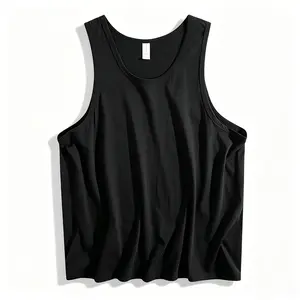 180g  Four Seasons Men's Cotton Joker Vest Teenagers Simple Fit Sports Fitness T-shirt Middle-aged Casual Sleeveless Shirt  siah t shirt