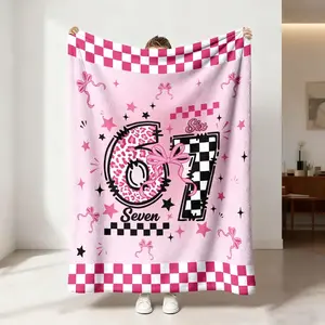 Soft Funny Throw Blanket 67 hot stem pink black star bow with pink and white checkerboard element flowers soft and comfortable boys and girls bedroom living room sofa cover blanket camping blanket Checkerboard Pattern Blanket