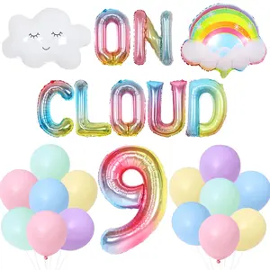 On Cloud 9 Birthday Decorations For GirlsGradient On Cloud 9 BalloonsPastel Rainbow Cloud Balloon For Cloud Rainbow 9Th Birthday Party Supplies