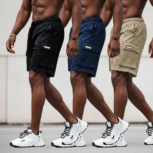 Men's 3-Pack Striped Tooling Shorts - Drawstring Waist, Durable Fabric, Street Style Design, Great for Summer Leisure and Outdoor Activities