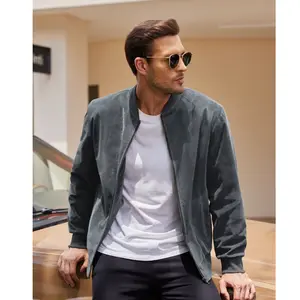 COOFANDY Men's Fall Outfits Casual Varsity Jacket Vintage Lightweight Suede Bomber Jackets