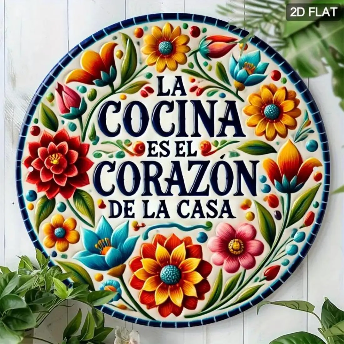 1PC, Spanish Kitchen is the Heart of Home Aluminum Plaque - 7.8x 7.8inch , Round Metal Plaque, Vintage Metal Sign for Restaurants, Bars, Coffee Shops - Waterproof Dustproof, Art Wall Decoration for Home, Weddings, Decorative Plaque