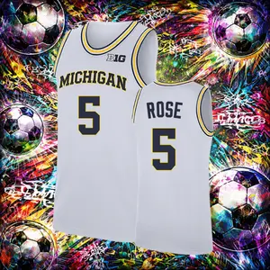 Men's #5 Jalen Rose Michigan Wolverines College Basketball Jersey
