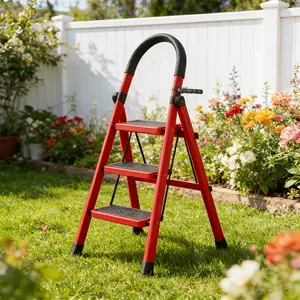 3/4/5 Step Folding Ladder | Wide Pedal, Cushioned Handle, Stable Step Stool for Home Use (Black)