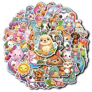 Cartoon Animal Pattern Sticker, 49pcs/set Cute Cartoon Sticker, DIY Decorative Sticker for Scrapbooking, Journaling, Gift Wrapping, Funny Stickers