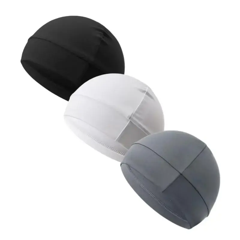 3-Pack Unisex Solid Color Polyester Skull Caps - Stretchy Fabric, Sweat-Wicking, Breathable Cooling Helmet Liner Beanie, Snug Fit Cycling/Gym Hat, Machine Washable, Perfect Gift for Father & Boyfriend