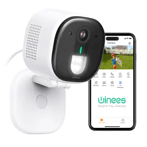 Winees security camera M3pro--Best Smart Security Camera on TikTok, Wired 2K-4MP Color night version,600 lumen spotlight,Dog/Cat/Pets/Baby/Security System,Indoor/Outdoor IP65-Rated, WiFi,