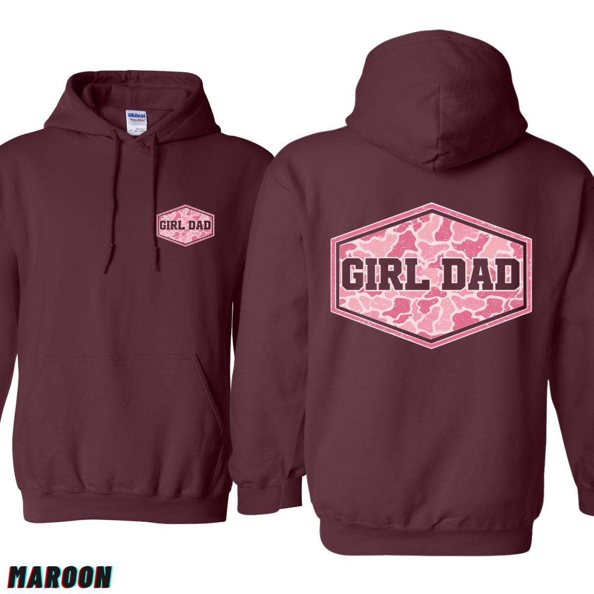 Girl Dad Hoodie – Pink Camo Badge Design, Proud Father of Girls Sweatshirt, Dad Life Pullover, Father Daughter Gift, Everyday Family Hoodie