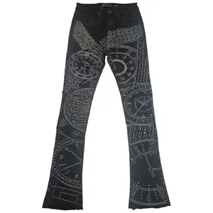 WAIMEA MEN'S STATCKED JEANS STUDS AND CLOCKWORK BLACK M8504D