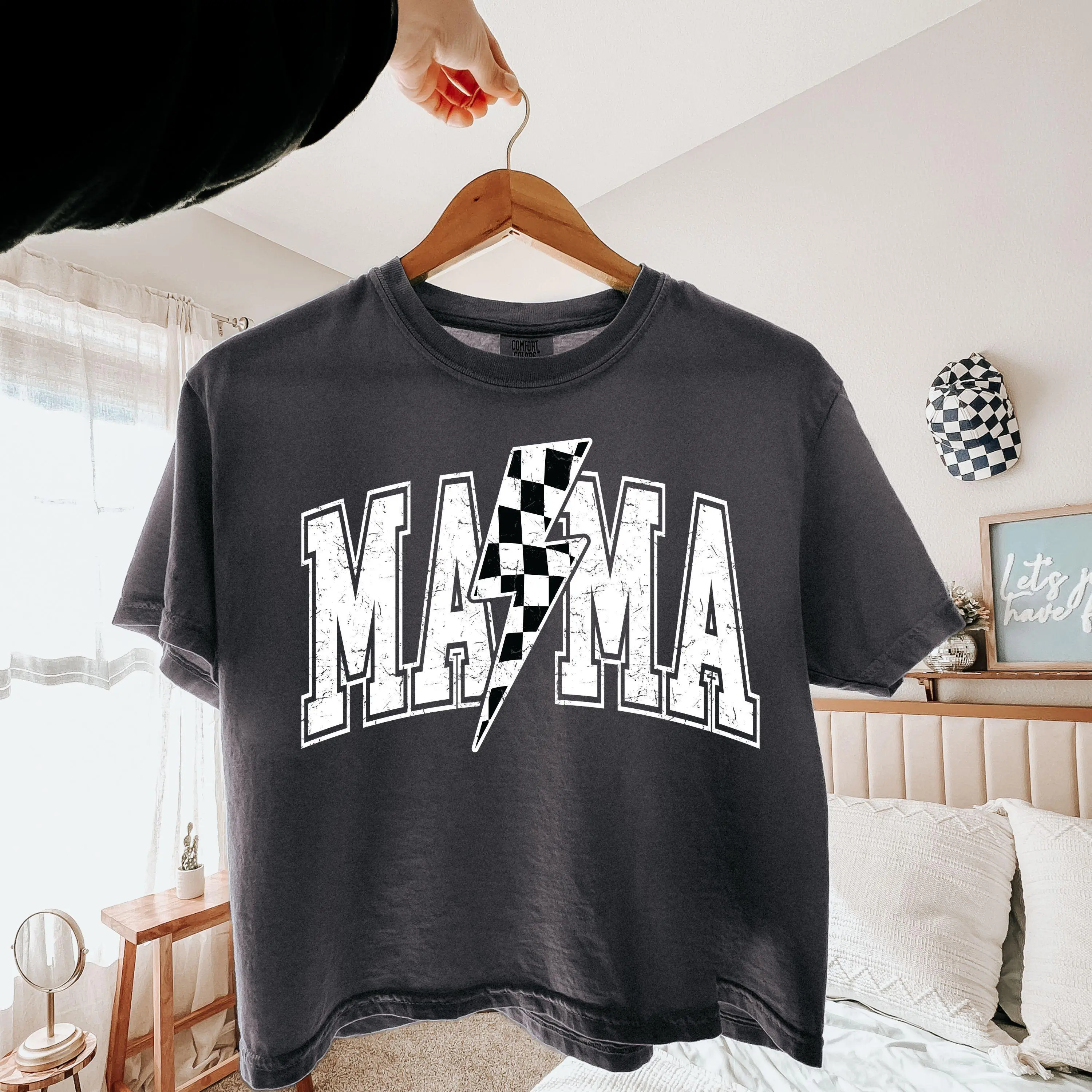 Checkered Bolt Mama Crop Top Mothers Day Gifts Comfort Colors Cropped Shirt Mama Shirt New Mom Gift Trendy Mom Shirt Spring Summer