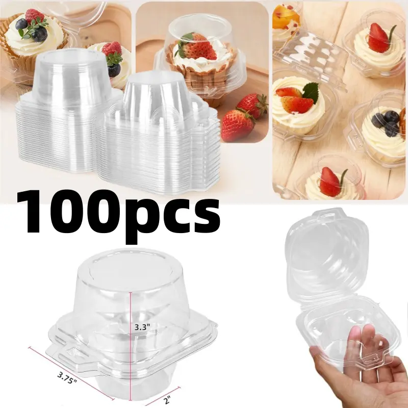 Only boxes-100pcs Plastic Clear Cupcake Boxes
