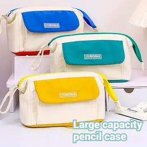 Large Capacity Simple Pencil Case with Outer Storage Bag and Inner Pocket, Portable Handheld Storage Bag Makeup Bag for Adults Teens Students, Office Stationery Supplies