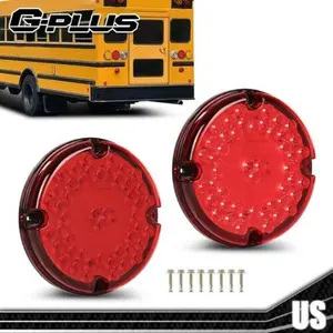 Tail Light Fit For School Bus Transit Vehicles Refuse Hauler 7" Round Red 47-LED Side Lights