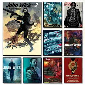 J-John Wick Chapter Action-Packed Poster Fade-resistant Self-adhesive posters that Perfect for gifts and creating walls in bedrooms Living rooms Bars Coffee houses and Restaurants HD printing waterproof protection