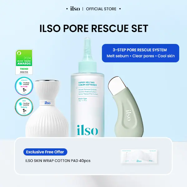[ILSO Official] PORE RESCUE SET(4 products) | Sebum Melt & Blackhead Removal Care | Cooling Pore Routine | Korean Skincare