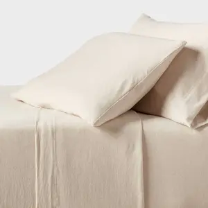 Full Cotton Jersey Sheet Set Heather Oatmeal - Threshold: 4-Piece, Machine Washable, OEKO-TEX Certified