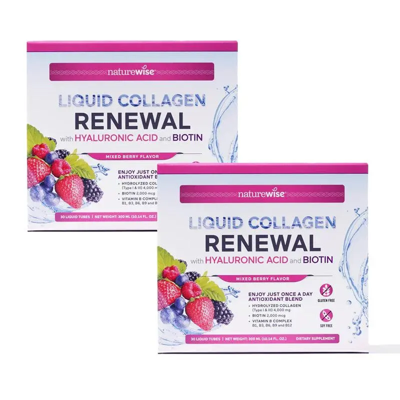 NatureWise - Liquid Collagen - Tubes - Hydrolyzed Liquid Collagen for Women & Men 4000mg