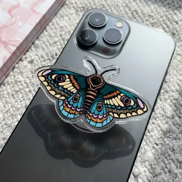 Moth Butterfly MagSafe Phone Grip, Horror Aesthetic Magnetic Phone Holder, Kawaii Scary Fan Gift , Kindle Accessories sticky Baby mount Library Card Flower-Shaped Multi-Functional Stand Universal Car Double-Sided Octo Adjustable Portable Monitor