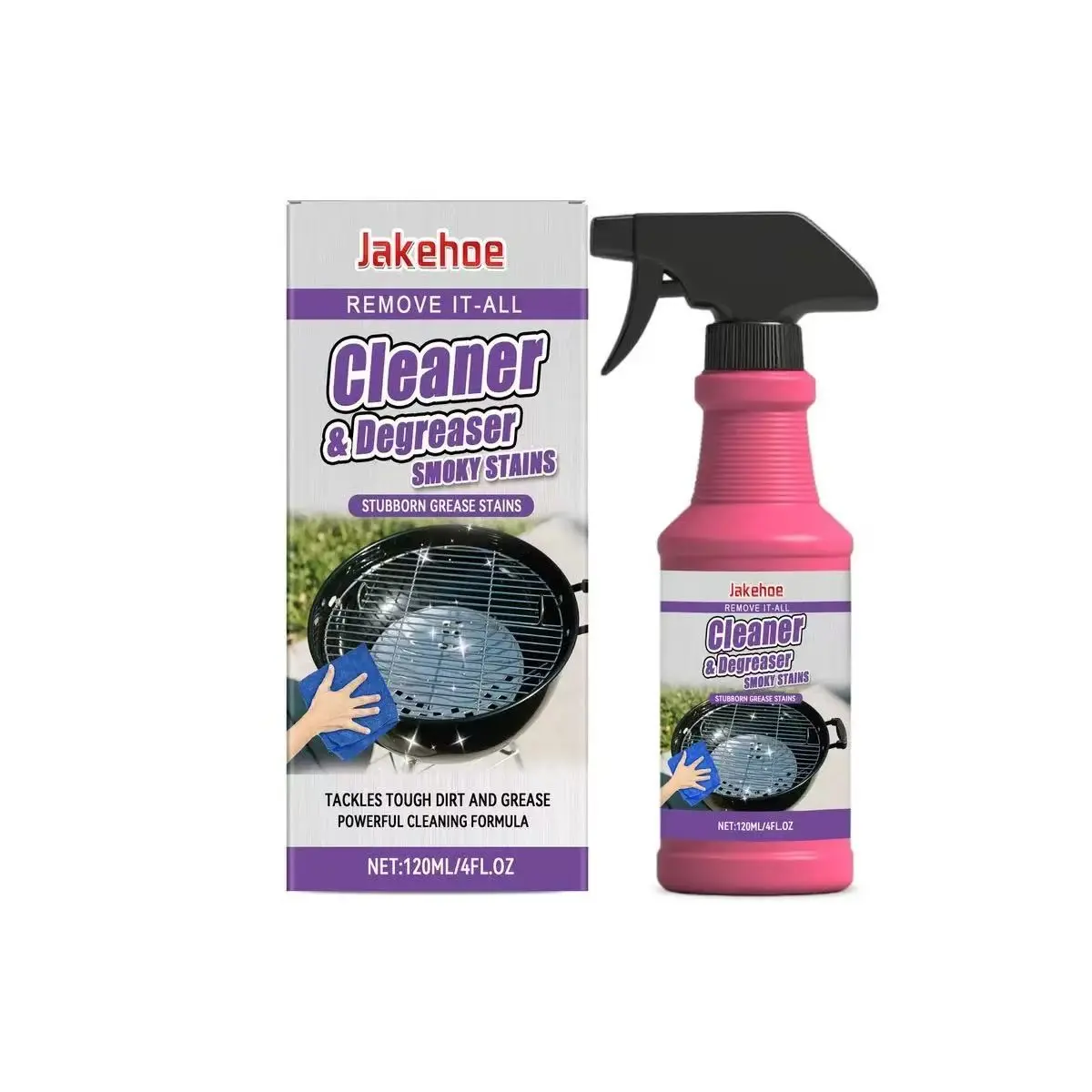 Jakehoe BBQ Grill Cleaner, Removes Tough Grease and Carbon Buildup, Oil Stain Dissolver, Effective Kitchen Cleaning Agent, Kitchen Cleaner Spray, Cleaning Products