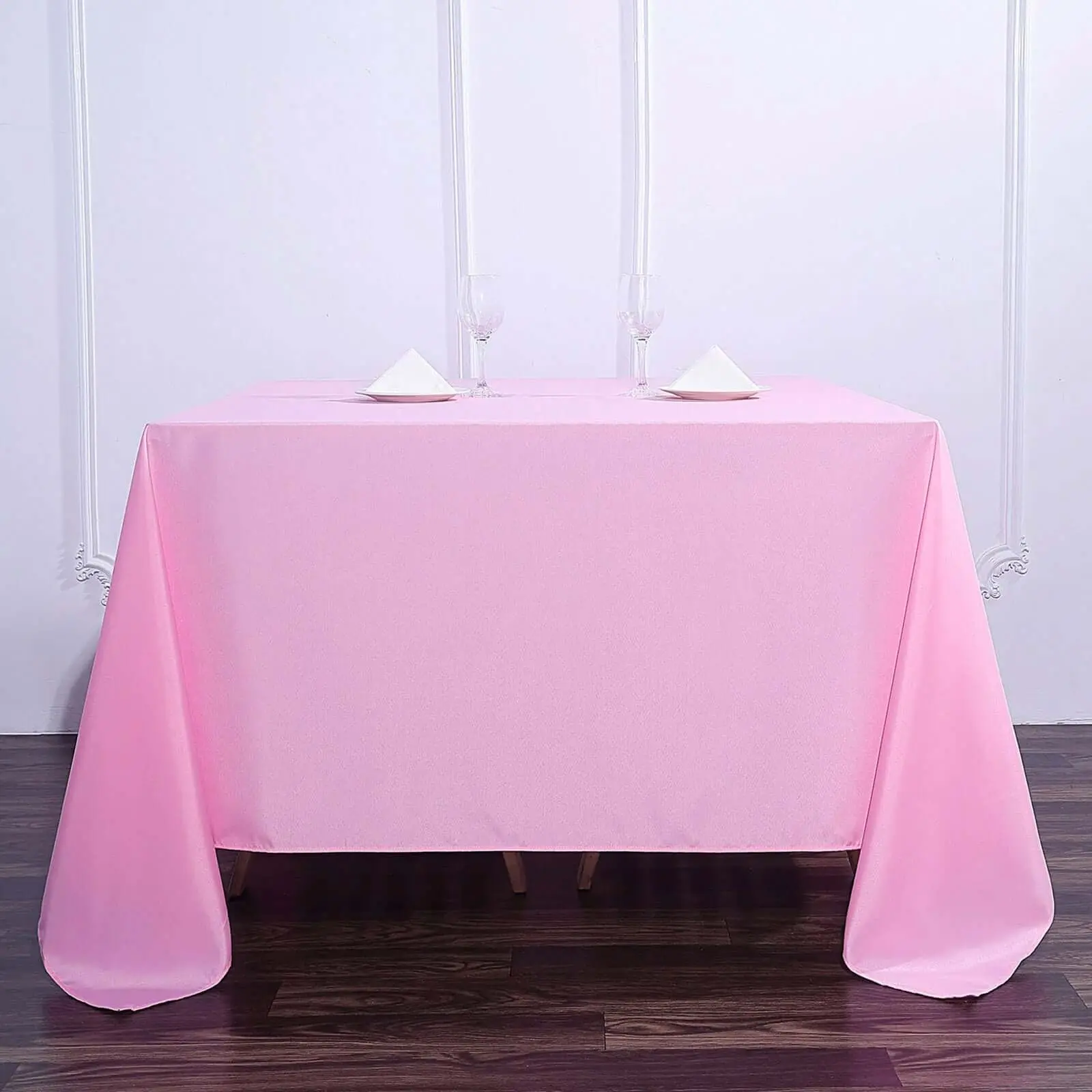 Polyester Square Tablecloth 90"x90" Pink - Wrinkle-Resistant & Durable Table Cover