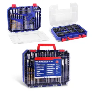 455-Piece Drill Bit Set and Screwdriver Bit Set, Titanium Twist Drill Bits, Drywall Screws with Double Sided Storage Case, for Wood Metal Plastic Concrete Masonry